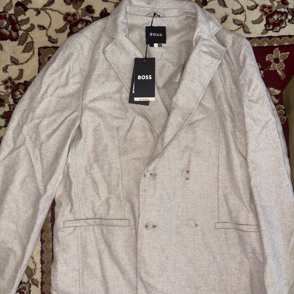 Boss Elegant Gray Double-Breasted Blazer